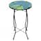 19" Blue & Green Peacock Glass Patio Side Table